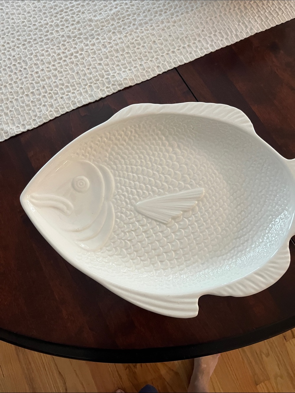 White Ceramic Fish-Shaped Serving Dish -Whittier pottery